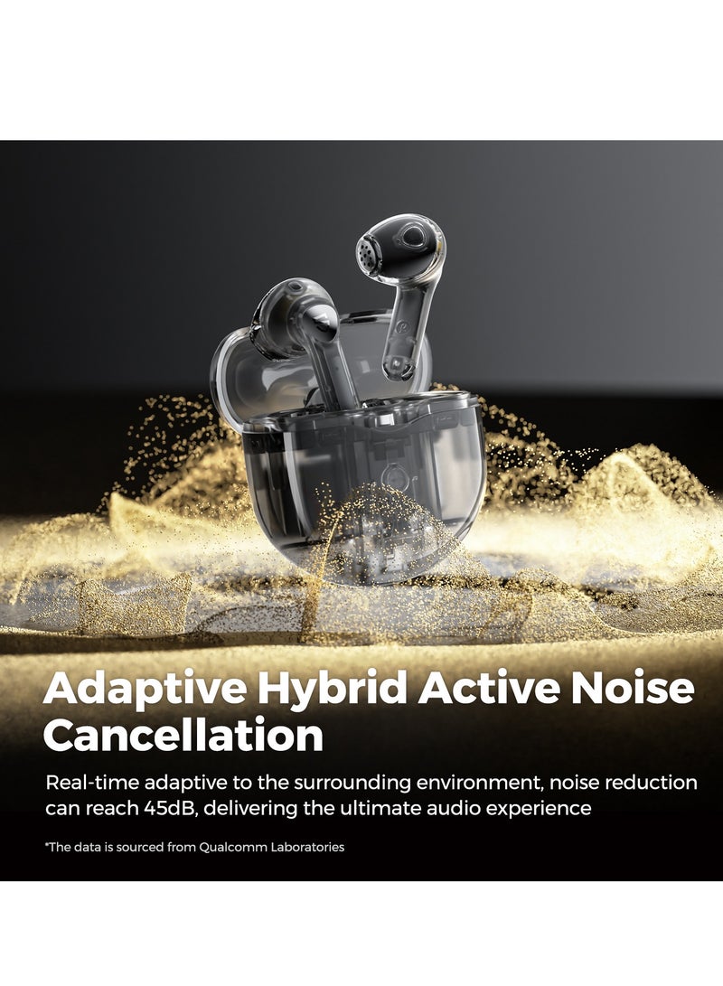 SoundPEATS - Air4 Wireless Earbuds with Adaptive Active Noise Cancellation, Earphones Bluetooth 5.3, Qualcomm QCC3071 aptX Lossless, 6 Mics for AI-Enhanced Calls, 26 Hours Battery, APP Control Transparent Black - Image 1