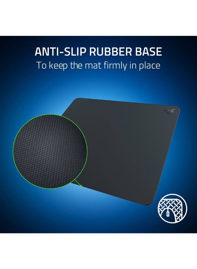 Atlas Tempered Glass Mouse Mat, 450 x 400 x 5mm Dimension, CNC-Milled with Rounded Edge, Anti-Slip Rubber Base | RZ02-04890100-R3M1 Black
