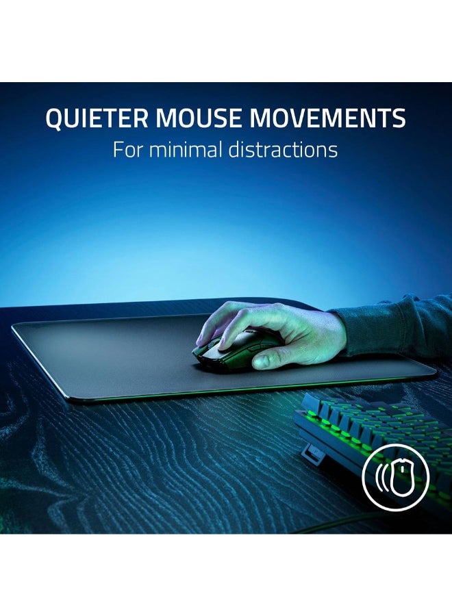Atlas Tempered Glass Mouse Mat, 450 x 400 x 5mm Dimension, CNC-Milled with Rounded Edge, Anti-Slip Rubber Base | RZ02-04890100-R3M1 Black