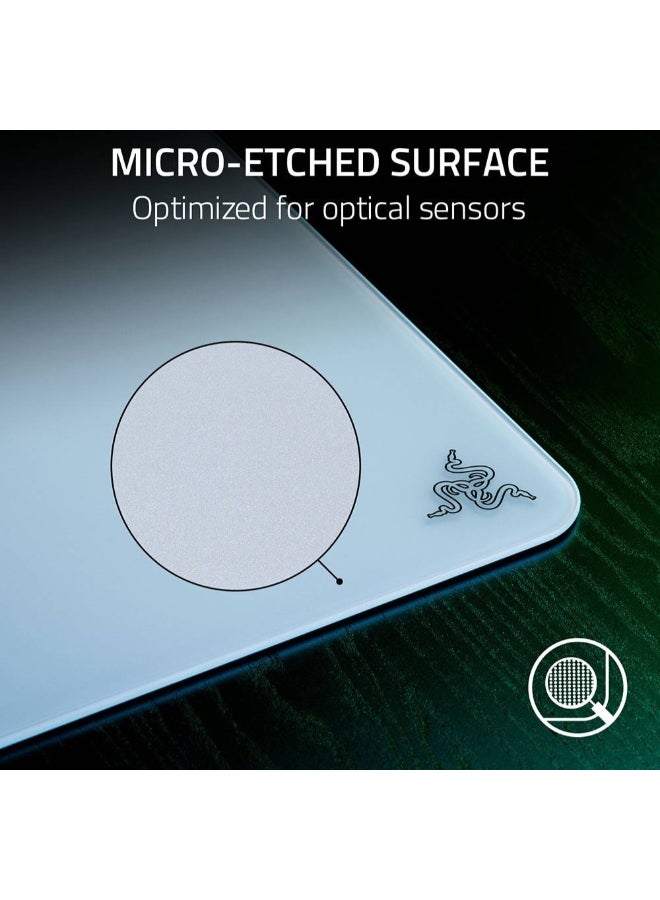 RAZER - Atlas Tempered Glass Mouse Mat, 450 x 400 x 5mm Dimension, CNC-Milled with Rounded Edge, Anti-Slip Rubber Base | RZ02-04890200-R3M1 White - Image 1