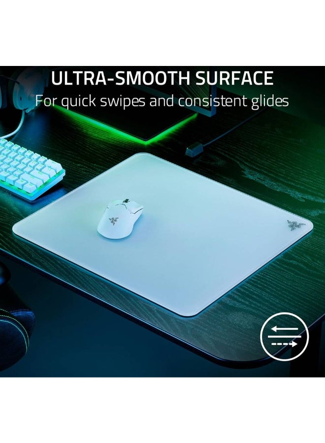 RAZER - Atlas Tempered Glass Mouse Mat, 450 x 400 x 5mm Dimension, CNC-Milled with Rounded Edge, Anti-Slip Rubber Base | RZ02-04890200-R3M1 White - Image 1
