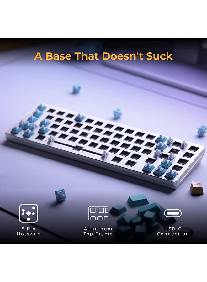 Glorious - Glorious Gaming GMMK 2 Compact 65% Barebones (Frame Only) - Mechanical Gaming Keyboard Frame, Compact TKL Size (65%), Aluminium, Customisable, Per Key RGB, American/ANSI Layout - White - Image 1