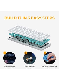 Glorious Glorious Gaming GMMK 2 Compact 65% Barebones (Frame Only) - Mechanical Gaming Keyboard Frame, Compact TKL Size (65%), Aluminium, Customisable, Per Key RGB, American/ANSI Layout - White  - Image 2