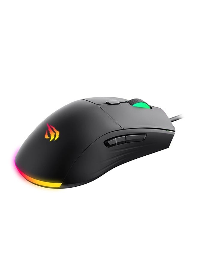 havit Wired Gaming Mouse, Dynamic RGB Lighting Effects, 3 Million Clicks, High-Precision Sensor, Comfortable Grip  - Image 1