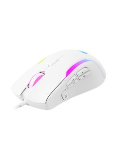 GAMENOTE MS1033 Wired RGB Gaming Mouse, High-Precision, 9 Programmable Buttons, Featuring RGB Backlight, Compatible with Windows/PC/Mac/Laptop, White | HVMS-MS1033-WH