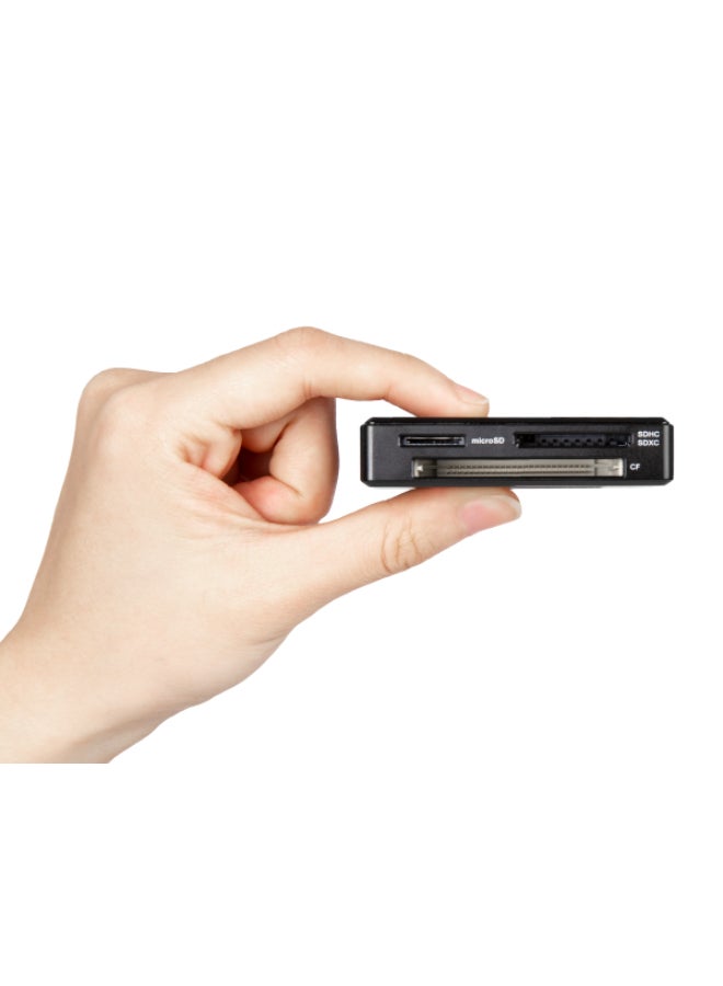 Transcend - TS-RDF8K2 Card Reader for all the popular card types, SD /microSD/CompactFlash, USB Type-A for great device compatibility, Compact power, RecoveRx software Black - Image 1