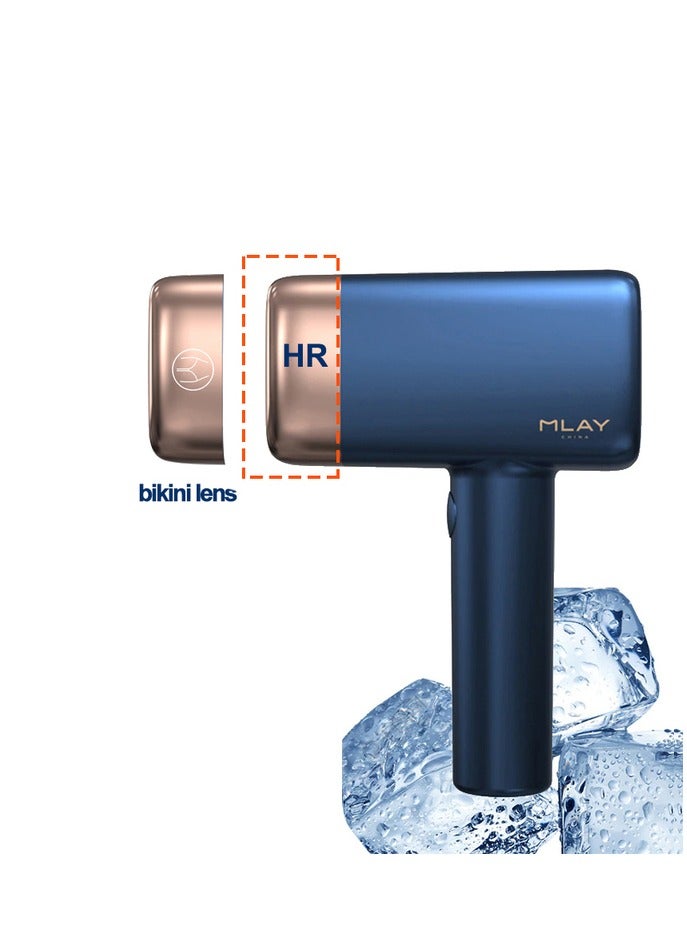 MLAY 2024 Updated MLAY T14 IPL Laser Painless Hair Removal Device With Bikini Lamp 3℃ Cold Compress/500000 Pulses/5-Levels Dark Blue - Image 1