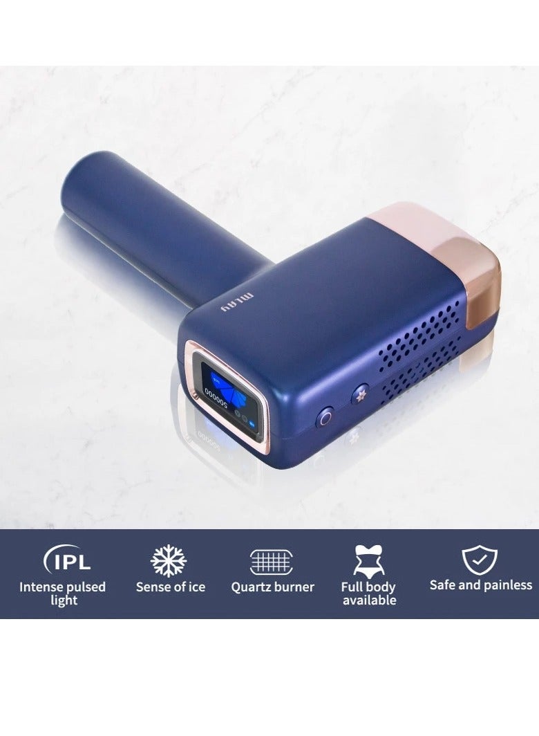 MLAY 2024 Updated MLAY T14 IPL Laser Painless Hair Removal Device With Bikini Lamp 3℃ Cold Compress/500000 Pulses/5-Levels Dark Blue - Image 5
