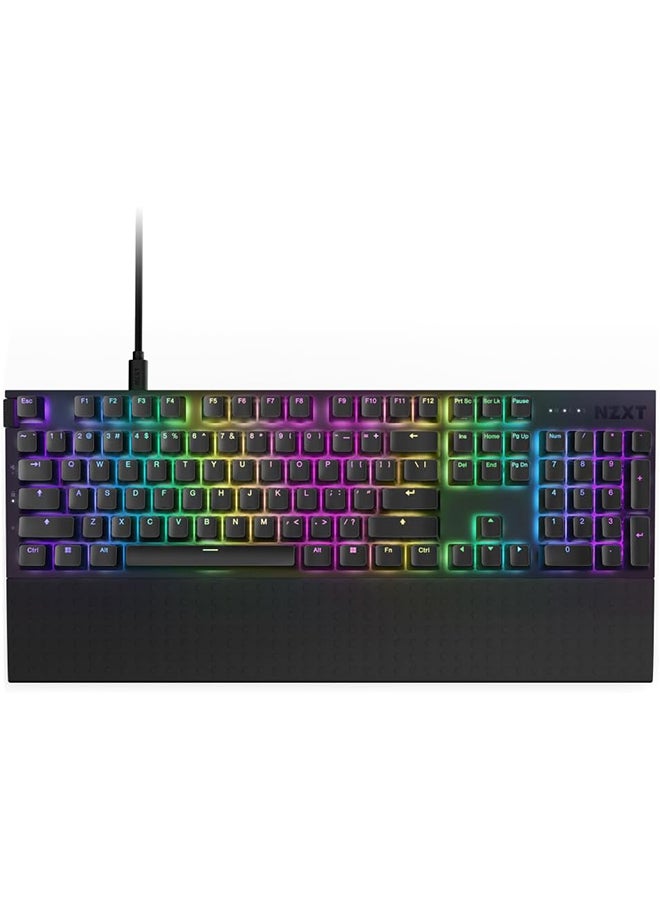 ان زد اكس تي لوحة مفاتيح ألعاب بصرية كاملة الحجم من NZXT Function 2، معدل اقتراع 8K، مفاتيح بصرية خطية، تشغيل قابل للتعديل، أغطية مفاتيح PBT مزدوجة اللقطات، RGB، قابلة للتبديل السريع، مسند معصم، أسود - Image 1