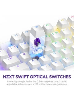 NZXT NZXT Function 2 | Full-Size Optical Gaming Keyboard | 8K Polling Rate | Linear Optical Switches | Adjustable Actuation | Double-Shot PBT Keycaps | RGB | Hot-Swappable | Wrist Rest | White  - Image 2