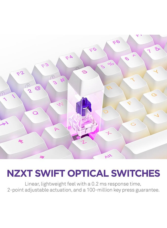 NZXT - NZXT Function 2 MiniTKL, Compact Tenkeyless Optical Gaming Keyboard, 8K Polling Rate, Linear Optical Switches, Adjustable Actuation, Double-Shot PBT Keycaps, RGB, Hot-Swappable, White - Image 1
