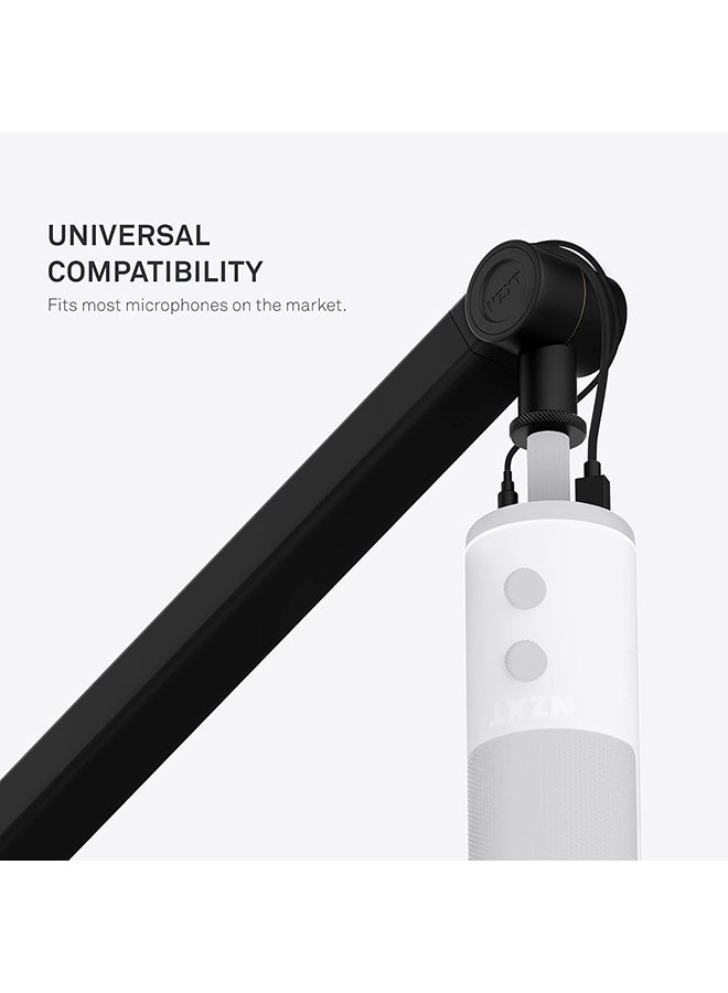 NZXT - Boom Arm Low Noise Microphone, Thread US Standard 5/8", Discreetly Store USB & XLR Cables, Smooth and Silent, Cable Channel Covers, Black | AP-BOOMA-B1 - Image 1