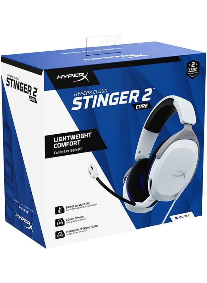 HYPERX - HyperX Cloud Stinger 2 Core - Gaming Headset for Playstation, Lightweight Over-Ear Headset with mic, Swivel-to-Mute Function, 40mm Drivers - White - Image 1