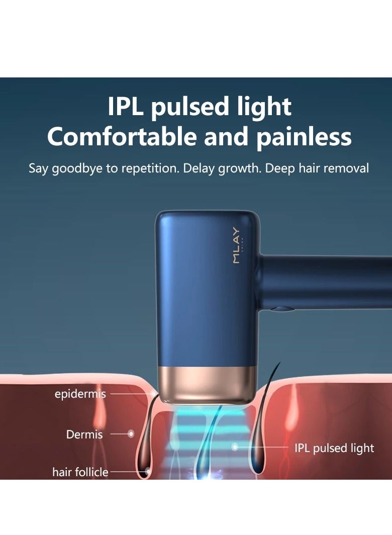 MLAY IPL Laser Painless Hair Removal Device With Ice Cooling 500,000 Flashes For Whole Body Bikini Line Arm Armpit Face Back Leg Dark Blue - Image 5