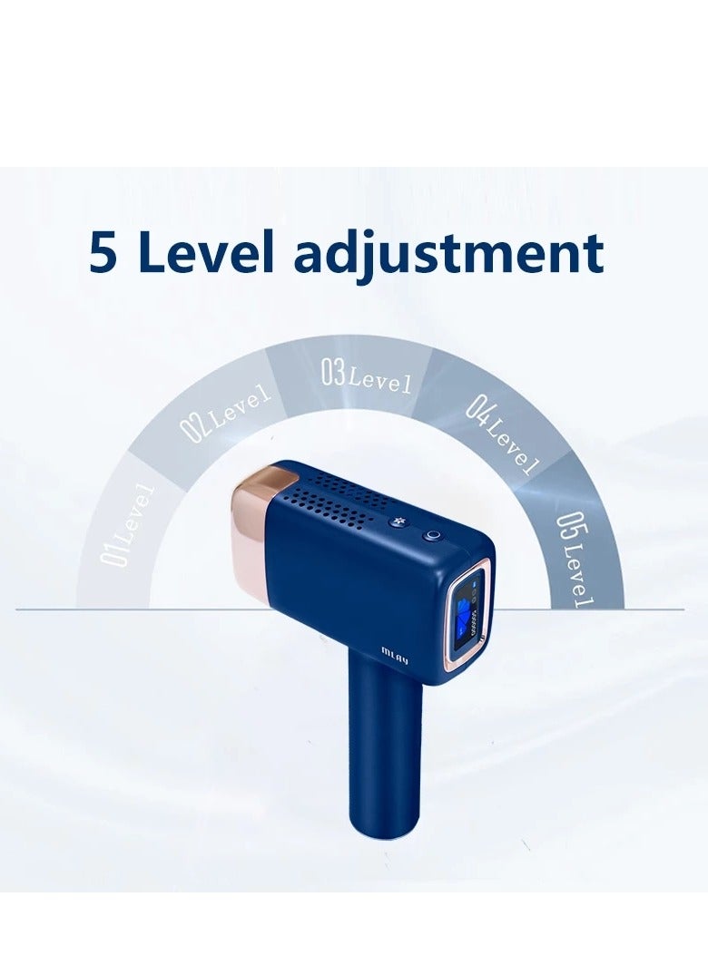 MLAY IPL Ice Laser Painless Hair Removal Device With 3℃ Cold Compress 5 Levels 500000 Pulses 2 HR Lamps Dark Blue - Image 3