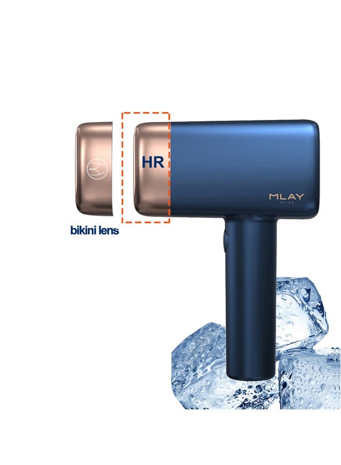 MLAY Newest T14 IPL Painless 3℃ Ice Compression Epilator Replaceable Lenses With Bikini Hair Removal Lamp Dark Blue  - Image 1