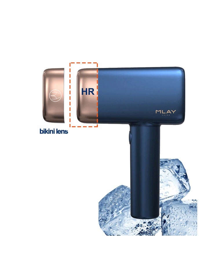 MLAY 2024 Updated T14 IPL Laser Painless Hair Removal Device With Bikini Lamp 3℃ Cold Compress/500000 Pulses/5-Levels Dark Blue - Image 1