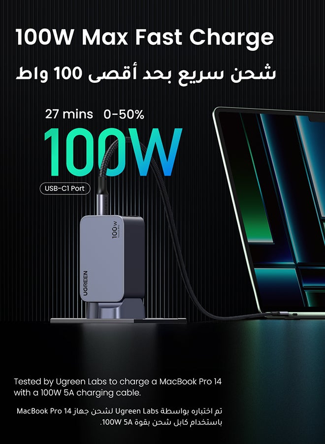 100 واط شاحن Nexode Pro تايب سي  فيش تايب سي 2C1A  أحدث شاحن سفر GaN راس شاحن جداري من GaNII تقنية متوافق مع iPhone/ Samsung/ Huawei/ Macbook/ Lenovo/ Dell/ LG/ ASUS /HP/ Acer - pnsku/N70086362V/45/_/1719408911/79417cd7-9525-4ff8-86c8-ba8f6cf6c7c2