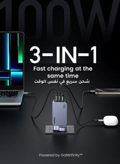 Ugreen Nexode Pro 100W Charger GaN 2C1A USB Type C Wall Plug Adapter Newest GaNII Tech Portable Smaller Size Travel Charger Compatible With iPhone 16 Series Samsung Macbook Lenovo Dell LG Asus HP Acer Drone Grey  - Image 4