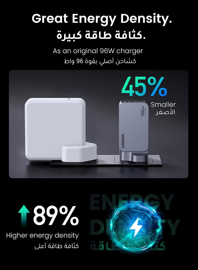 يو جرين 100 واط شاحن Nexode Pro تايب سي  فيش تايب سي 2C1A  أحدث شاحن سفر GaN راس شاحن جداري من GaNII تقنية متوافق مع iPhone/ Samsung/ Huawei/ Macbook/ Lenovo/ Dell/ LG/ ASUS /HP/ Acer  - Image 3