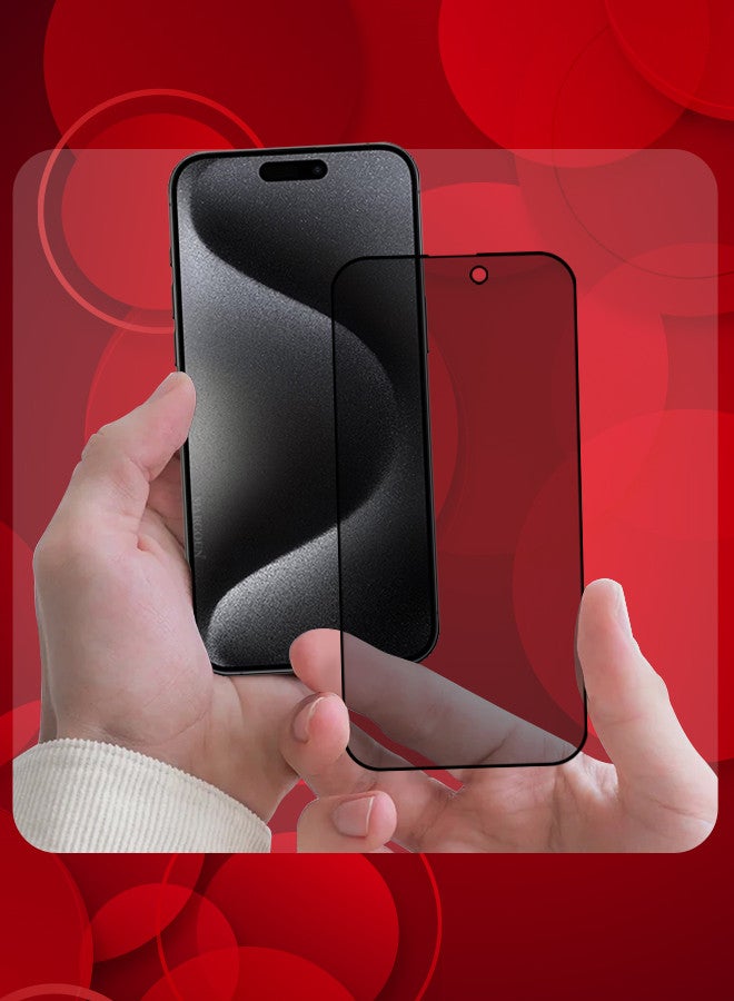 MARGOUN Privacy Screen Protector for Apple iPhone 15 Pro, 9H Full Coverage Screen Tempered Glass Anti-Spy Bubble Free Case Friendly Black - Image 2