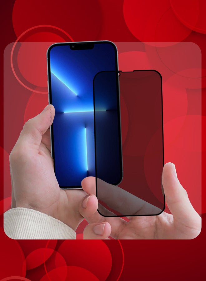 MARGOUN Privacy Screen Protector for Apple iPhone 13 Pro Max, 9H Full Coverage Screen Tempered Glass Anti-Spy Bubble Free Case Friendly Black - Image 2