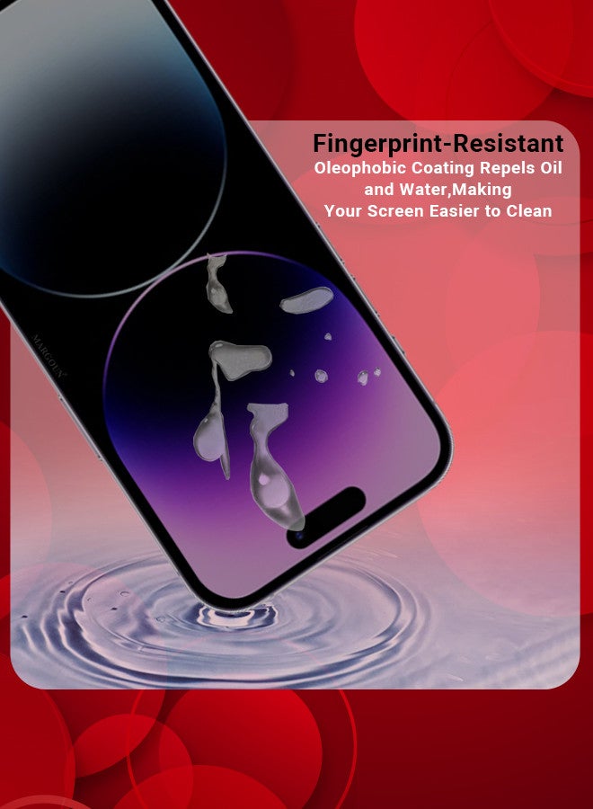 مارجون Privacy Screen Protector for Apple iPhone 14 Pro Max, 9H Full Coverage Screen Tempered Glass Anti-Spy Bubble Free Case Friendly Black - Image 3
