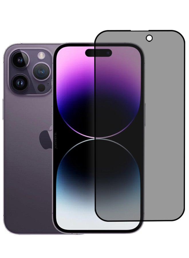مارجون Privacy Screen Protector for Apple iPhone 14 Pro Max, 9H Full Coverage Screen Tempered Glass Anti-Spy Bubble Free Case Friendly Black - Image 1
