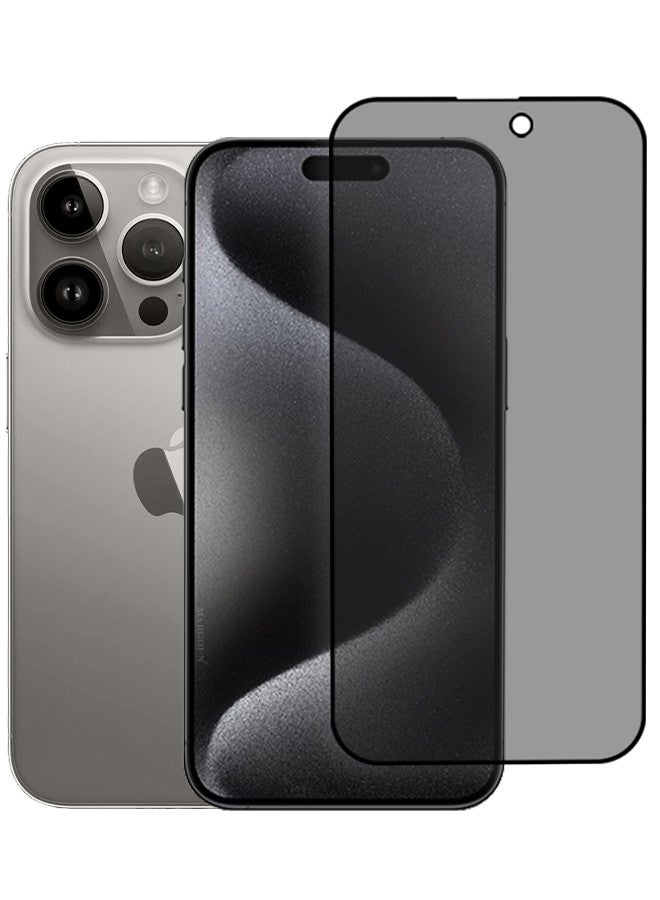 مارجون [iPhone 15 Pro Max] Privacy Screen Protector 9H Full Coverage Screen Tempered Glass Anti-Spy Bubble Free Case Friendly Screen Protector Black - Image 1