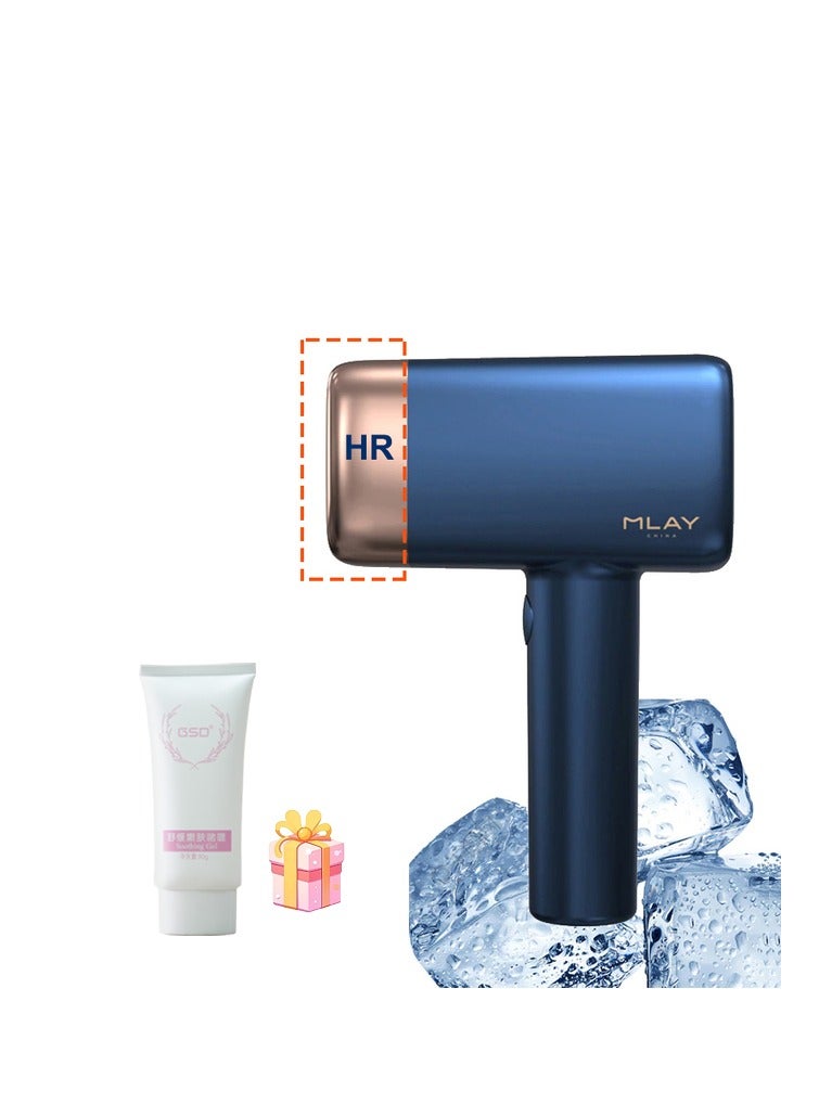 MLAY 2024 Updated T14 Laser Painless Fast Hair Removal Device 3℃ Cold Compress/5-Levels/500000 Pulses Free Gift Gel Dark Blue - Image 1