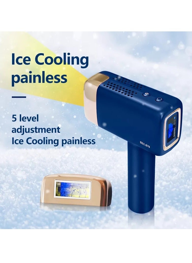 MLAY 2024 Updated T14 Laser Painless Fast Hair Removal Device 3℃ Cold Compress/5-Levels/500000 Pulses Free Gift Gel Dark Blue - Image 2