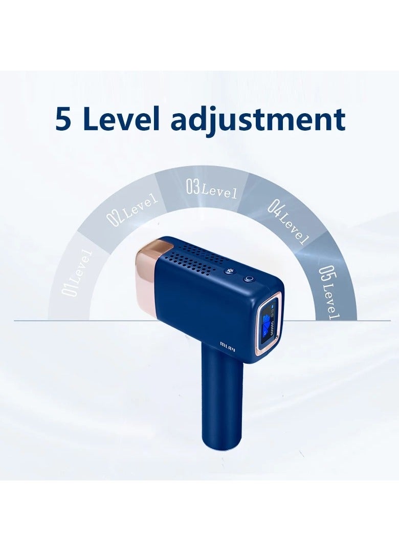 MLAY 2024 Updated T14 Laser Painless Fast Hair Removal Device 3℃ Cold Compress/5-Levels/500000 Pulses Free Gift Gel Dark Blue - Image 3