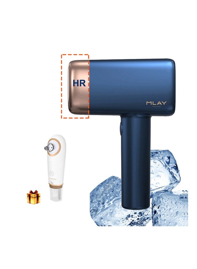 MLAY T14 Painless Ice Compression Epilator Hair Removal Device Free Gift Blackhead Remover Dark Blue - Image 1