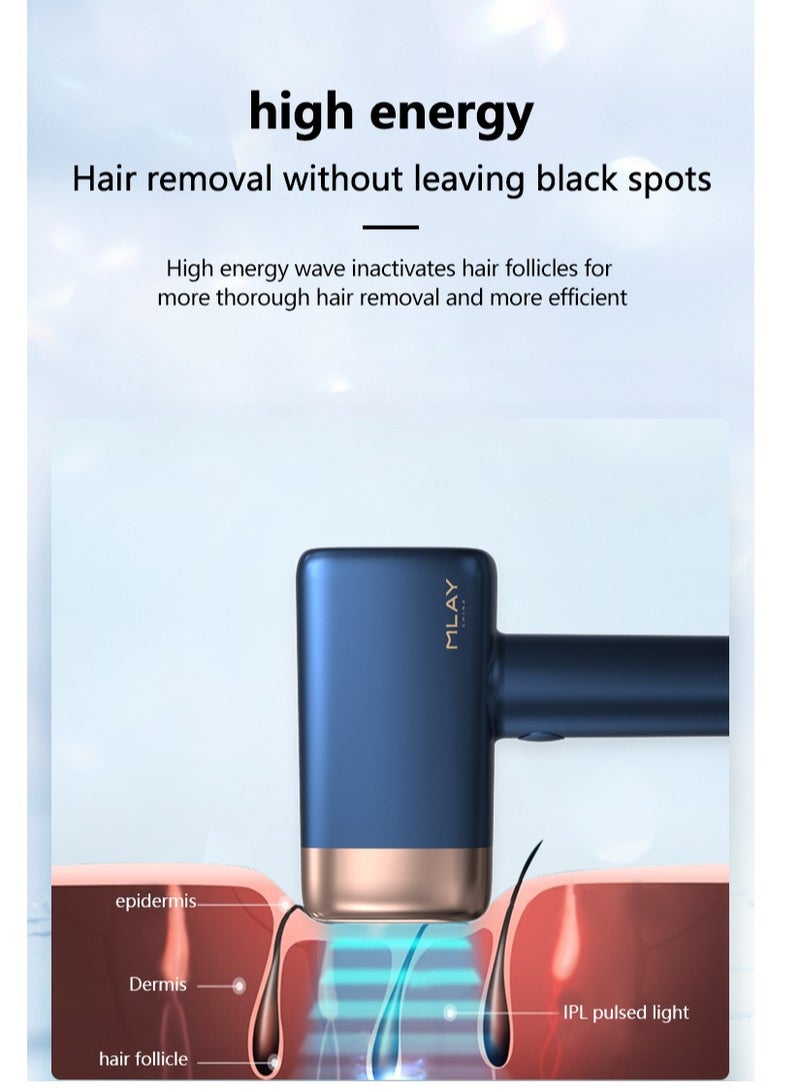 MLAY T14 Painless Ice Compression Epilator Hair Removal Device Free Gift Blackhead Remover Dark Blue - Image 4