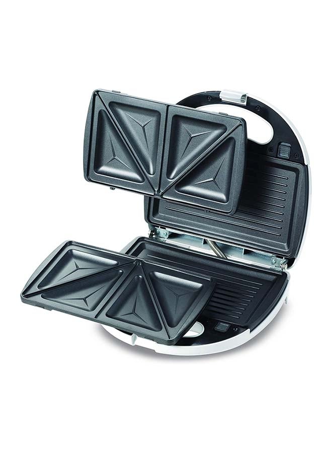 KENWOOD - Kenwood Sandwich Maker 2 In 1 (Sandwich And Grill/Griddle) Dual Plate Press For Toasties, Paninis & Snacks - Easy To Use & Clean, Non-Stick Plates, Compact Size Bread Toaster Owsmp01.Aowh. 750 W SMP01.A0WH White - Image 1