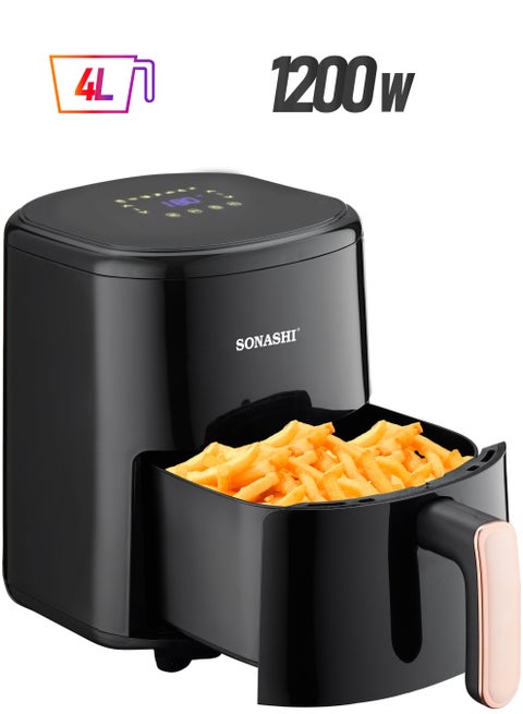 Air Fryer - 4L Capacity| LED Display Touch Screen with 80-200C Temperature Control| No-oil Cooking with Over-Heat Protection| Non-Stick Coating Basket - Auto shutoff function 4 L 1200 W SAF-420N Black