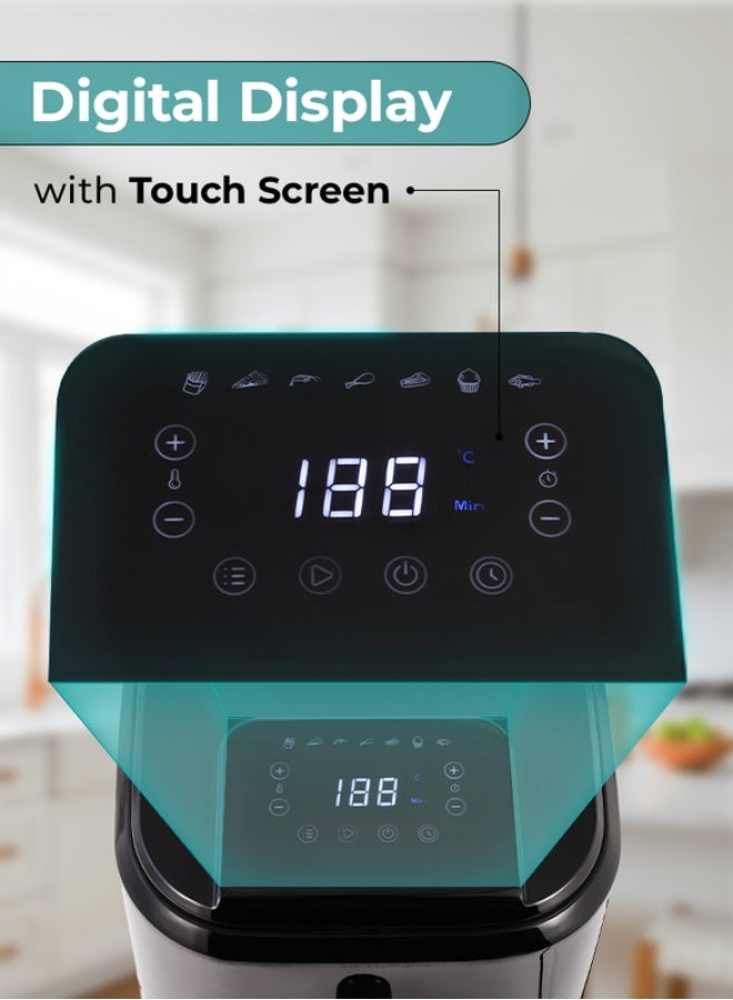SONASHI Digital Air Fryer – LED Touch-Screen Display with Temperature Control (80–200°C) | 4.2L Teflon Non-Stick Pan | 60-Minute Timer | 360° Rapid Air Cooking | Overheat Protection | 220–240V, 1300–1400W | SAF-420 4 L 1200 W SAF-420N Black - Image 4