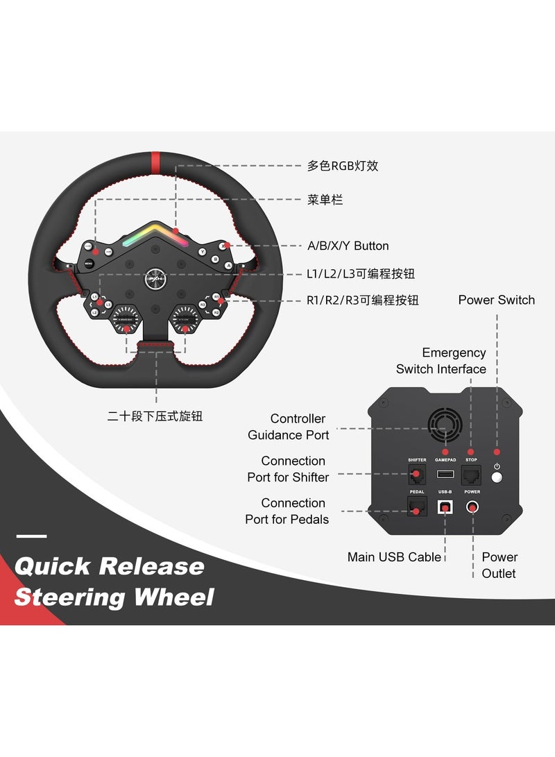 PXN - V12 Lite 6Nm Real Direct Drive Force Feedback Gaming Steering Racing Wheel Simulator for PC Windows 7/8/10/11/PS4/Xbox One - Image 1