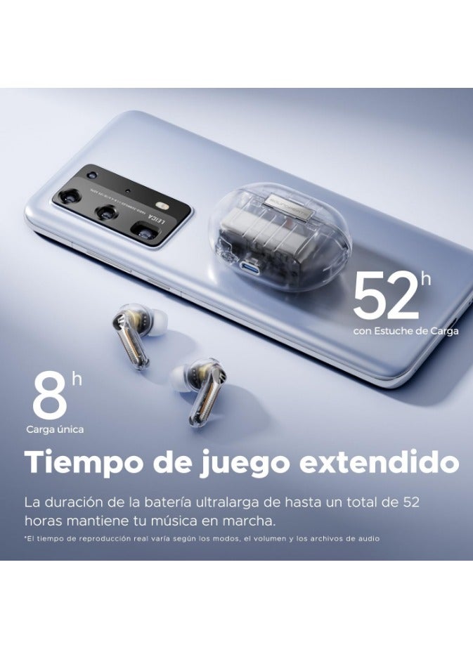 SoundPEATS - Wireless Bluetooth Earbuds Capsule3 Pro, Hi-Res Audio Headphones with LDAC, Hybrid Active Noise Cancellation Earphones, 6 Mics, Transparency Mode, Game Mode, 52H Playtime with Case Transparent White - Image 1