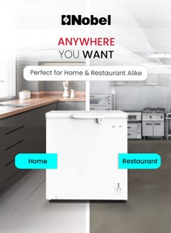 Nobel 300 Ltr Gross / 254 Ltr Net Capacity Single Door Chest Freezer, R600a Refrigerant, Mechanical Control, Grip Handle 300 L 300 W NCF325 White  - Image 3