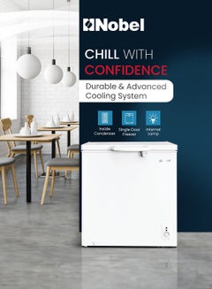 Nobel 300 Ltr Gross / 254 Ltr Net Capacity Single Door Chest Freezer, R600a Refrigerant, Mechanical Control, Grip Handle 300 L 300 W NCF325 White  - Image 2