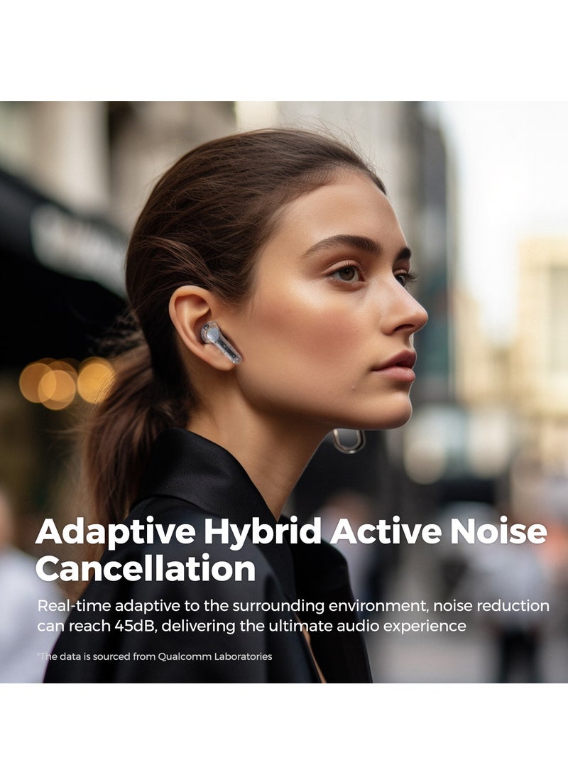 SoundPEATS - Air4 Wireless Earbuds with Adaptive Active Noise Cancellation, Earphones Bluetooth 5.3, Qualcomm QCC3071 aptX Lossless, 6 Mics for AI-Enhanced Calls, 26 Hours Battery, APP Control Transparent White - Image 1