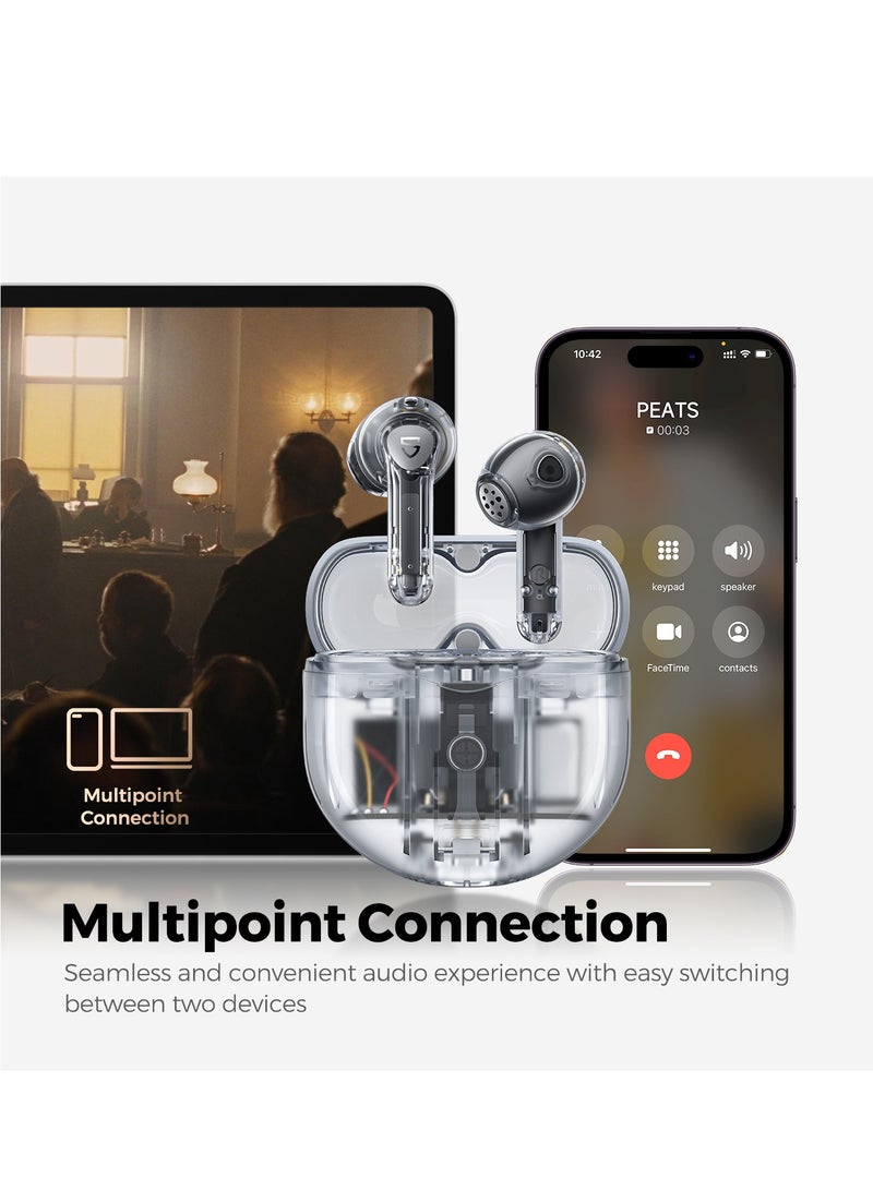 SoundPEATS - Air4 Wireless Earbuds with Adaptive Active Noise Cancellation, Earphones Bluetooth 5.3, Qualcomm QCC3071 aptX Lossless, 6 Mics for AI-Enhanced Calls, 26 Hours Battery, APP Control Transparent White - Image 1
