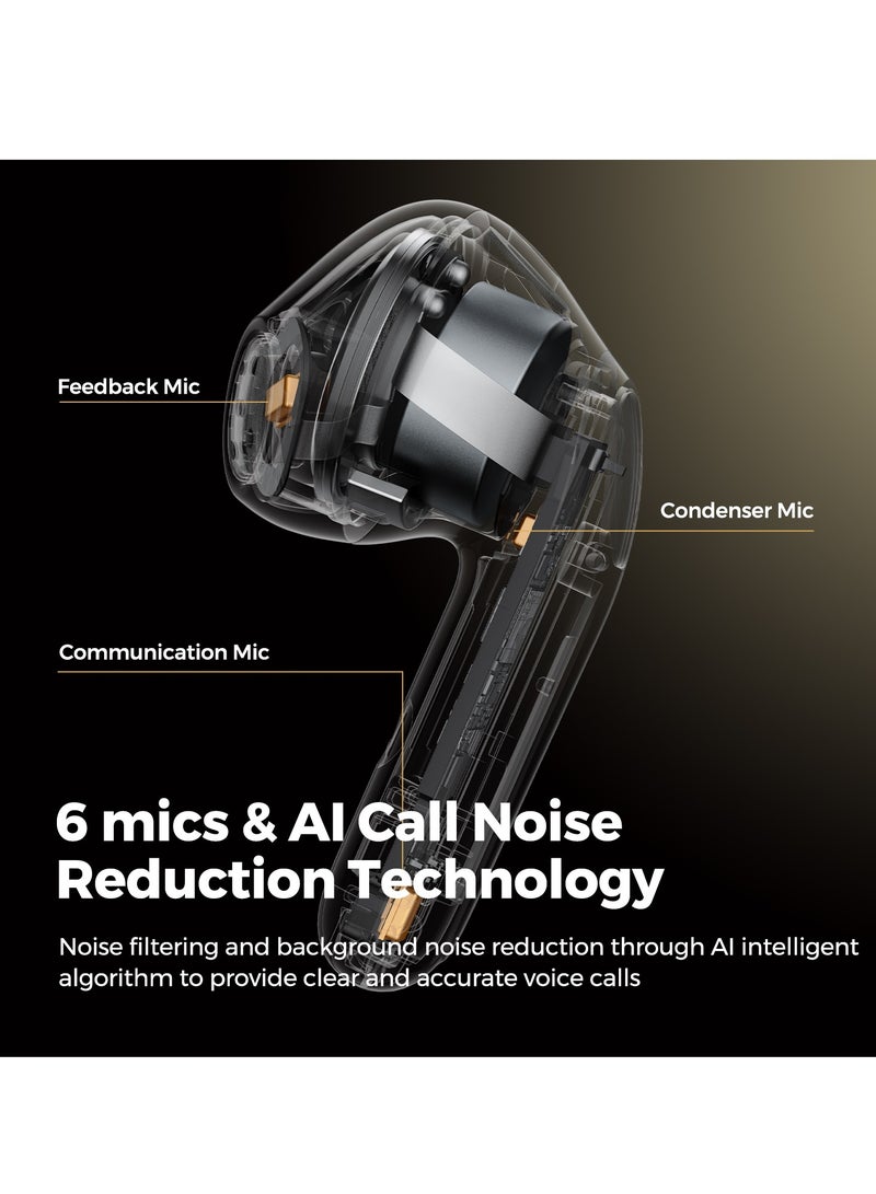 SoundPEATS - Air4 Wireless Earbuds with Adaptive Active Noise Cancellation, Earphones Bluetooth 5.3, Qualcomm QCC3071 aptX Lossless, 6 Mics for AI-Enhanced Calls, 26 Hours Battery, APP Control Transparent White - Image 1