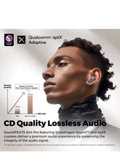 SoundPEATS Air4 Pro Wireless Earbuds AptX Lossless, Earphone Bluetooth 5.3 Adaptive Hybrid Active Noise Canceling, in-ear Earbuds with 6 Mics Aptx Voice for Calls, 26 Hours, Multi-Connection Transparent White  - Image 2