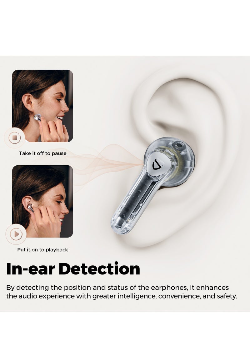 SoundPEATS - Air4 Pro Wireless Earbuds AptX Lossless, Earphone Bluetooth 5.3 Adaptive Hybrid Active Noise Canceling, in-ear Earbuds with 6 Mics Aptx Voice for Calls, 26 Hours, Multi-Connection Transparent White - Image 1