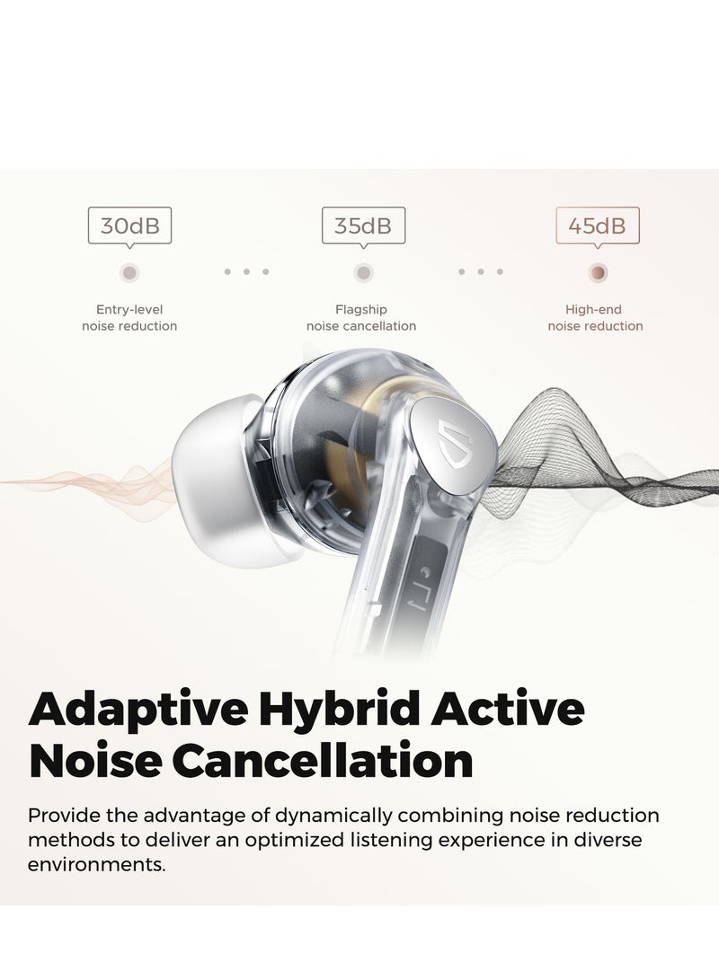 SoundPEATS - Air4 Pro Wireless Earbuds AptX Lossless, Earphone Bluetooth 5.3 Adaptive Hybrid Active Noise Canceling, in-ear Earbuds with 6 Mics Aptx Voice for Calls, 26 Hours, Multi-Connection Transparent White - Image 1