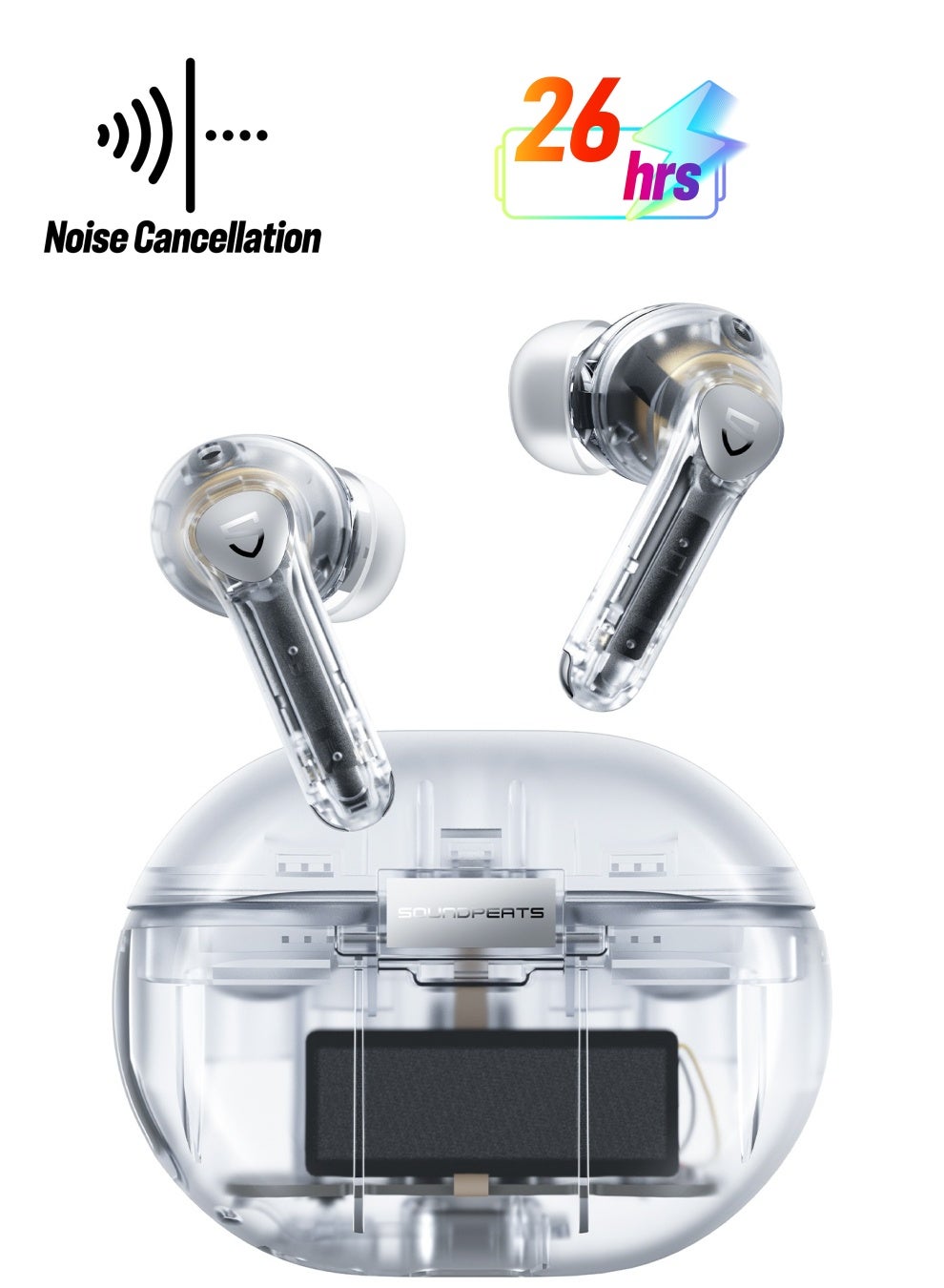 Air4 Pro Wireless Earbuds AptX Lossless, Earphone Bluetooth 5.3 Adaptive Hybrid Active Noise Canceling, in-ear Earbuds with 6 Mics Aptx Voice for Calls, 26 Hours, Multi-Connection Transparent White