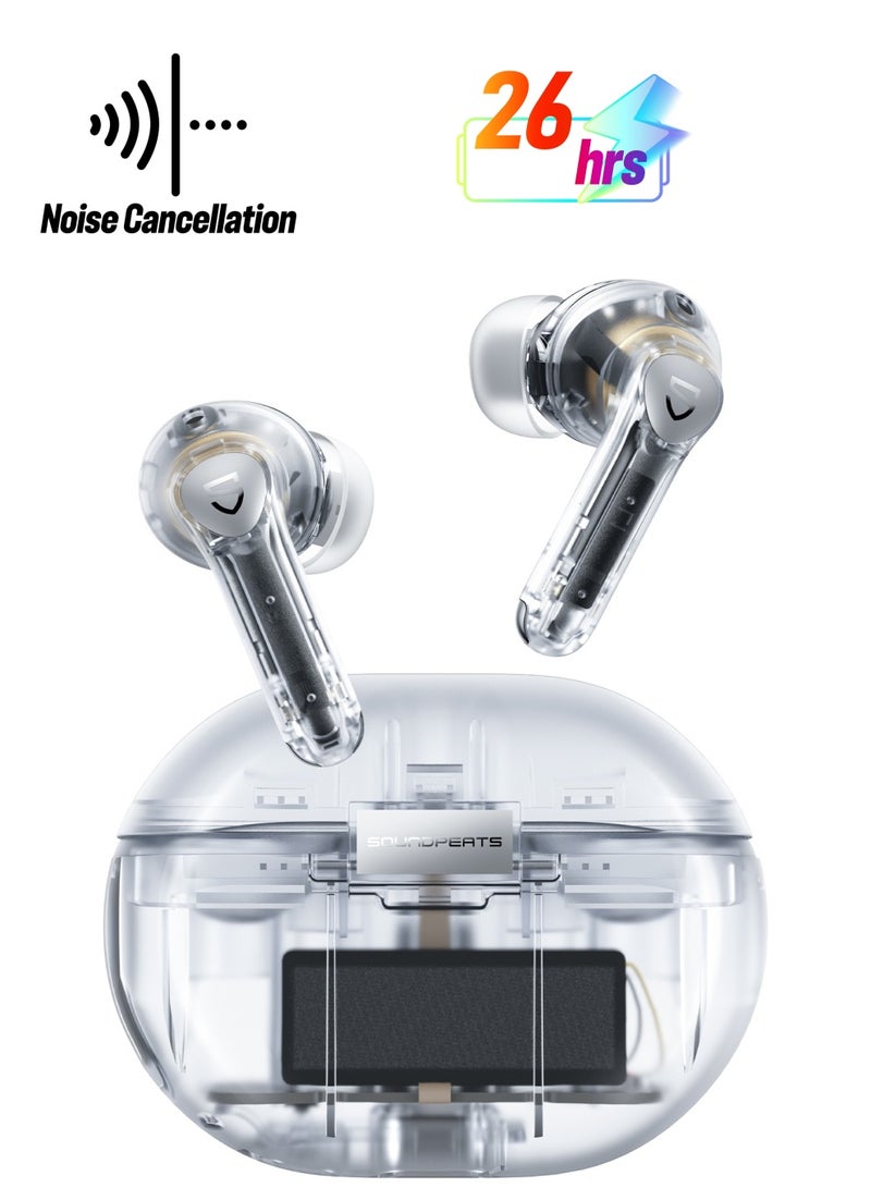 SoundPEATS - Air4 Pro Wireless Earbuds AptX Lossless, Earphone Bluetooth 5.3 Adaptive Hybrid Active Noise Canceling, in-ear Earbuds with 6 Mics Aptx Voice for Calls, 26 Hours, Multi-Connection Transparent White - Image 1