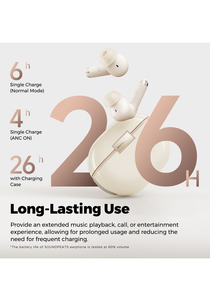 SoundPEATS - Air4 Pro Wireless Earbuds AptX Lossless, Earphone Bluetooth 5.3 Adaptive Hybrid Active Noise Canceling, in-ear Earbuds with 6 Mics Aptx Voice for Calls, 26 Hours, Multi-Connection Beige - Image 1